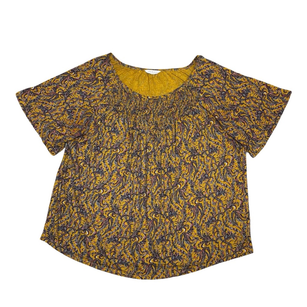 Lucky Brand Yellow Paisley Top